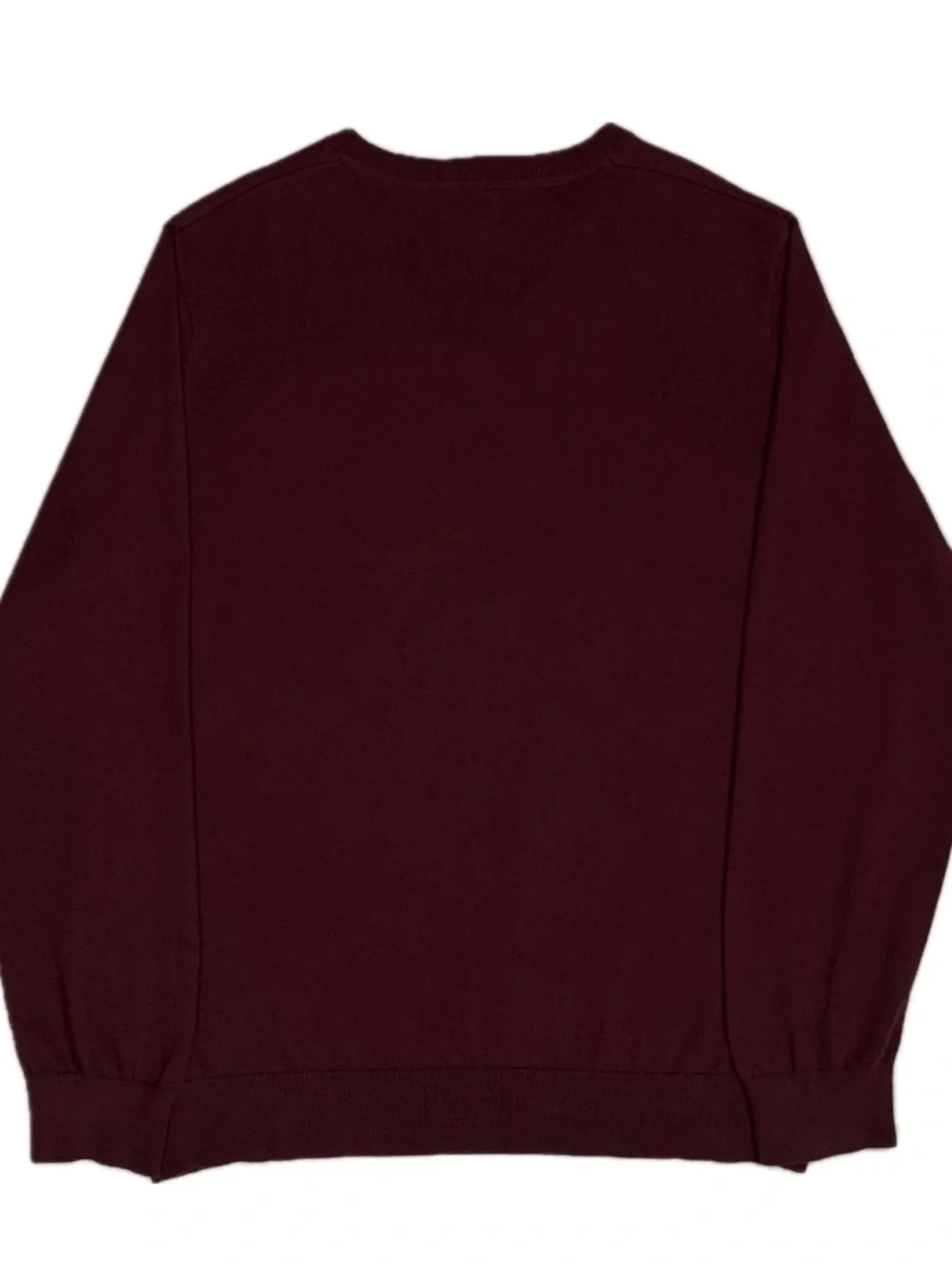 LL Bean 95% cotton 5% cashmere blend burgundy‎ red knit v neck sweater men's XL